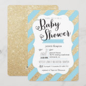 Invitation de douche de parties scintillantes d'or (Devant / Derrière)
