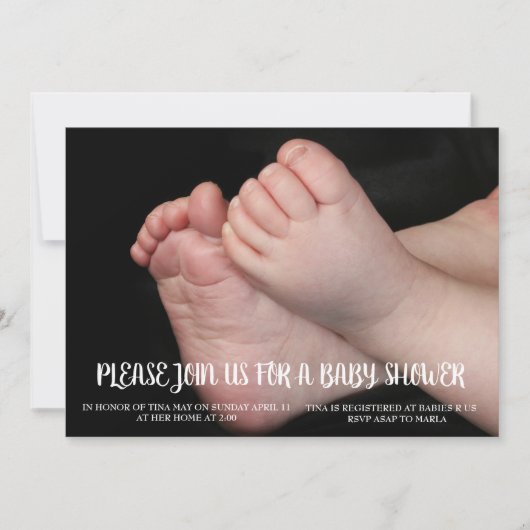 Invitation de douche de pieds de bébé (Devant)
