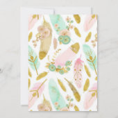 Invitation de douche de plumes rose et or Boho (Dos)