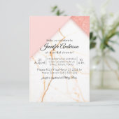 Invitation de douche de rose moderne et or en marb (Debout devant)