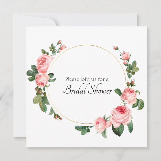 Invitation de douche de rose rose blushante (Devant)