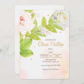 Invitation de douche de roses en fleurs (Devant / Derrière)