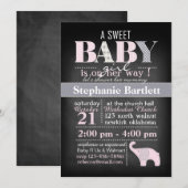 Invitation de douche de tableau de bébé d'éléphant (Devant / Derrière)
