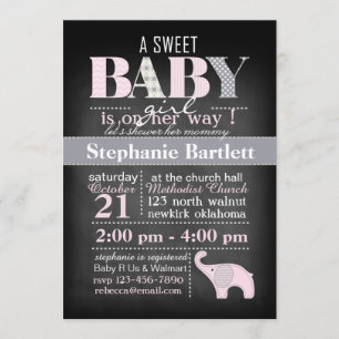 Invitation de douche de tableau de bébé d'éléphant