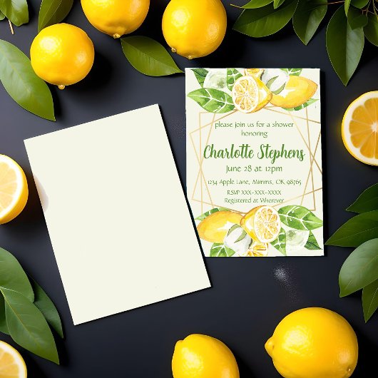 Invitation de douche de verdure au citron