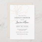 Invitation de douche du couple d'art de ligne illu (Devant / Derrière)