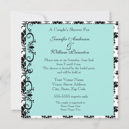 Invitation de douche du lustre noir et blanc Coupl (Dos)