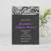 Invitation de douche en cuir noir et dentelle (Debout devant)