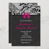 Invitation de douche en cuir noir et dentelle (Devant / Derrière)