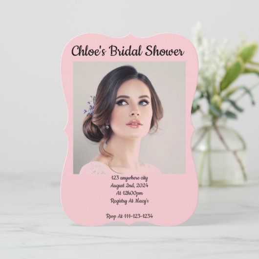 INVITATION DE DOUCHE EN PINK BRIDAL PHOTO PERSONNA (Debout devant)