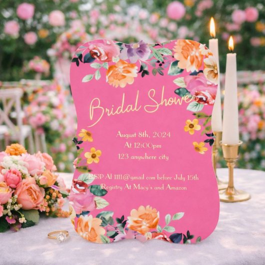 INVITATION DE DOUCHE EN PONTON FLORALE ROSE