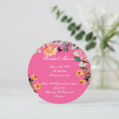 INVITATION DE DOUCHE EN PONTON FLORALE ROSE (Debout devant)