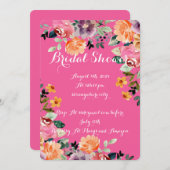 INVITATION DE DOUCHE EN PONTON FLORALE ROSE (Devant / Derrière)