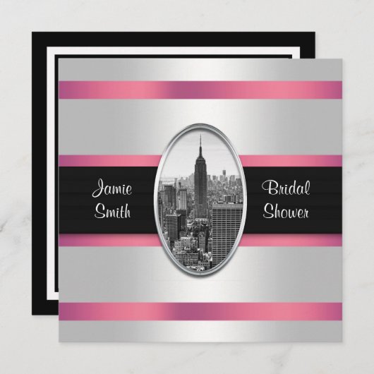 INVITATION de douche ESB rose blanc (Devant / Derrière)