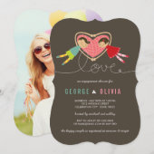 Invitation  de douche Fiançailles de caricature Bo (Devant / Derrière)