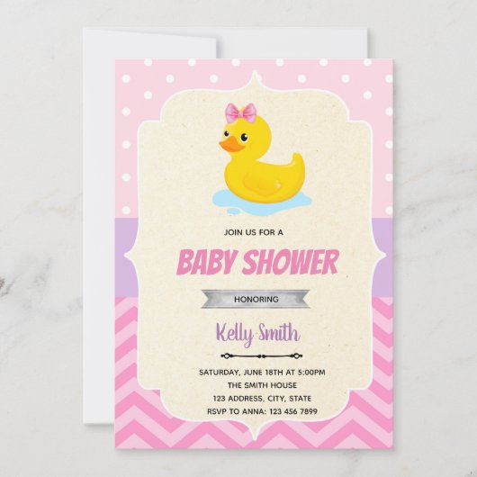 Invitation de douche fille canard en caoutchouc (Devant)
