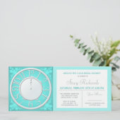 Invitation de douche Floral Around the Clock Teal (Debout devant)