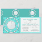 Invitation de douche Floral Around the Clock Teal (Devant / Derrière)