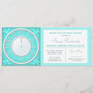 Invitation de douche Floral Around the Clock Teal