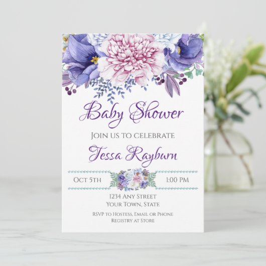 Invitation de douche florale (Debout devant)