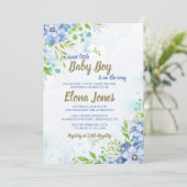 Invitation de douche florale bleue (Debout devant)