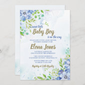 Invitation de douche florale bleue (Devant / Derrière)