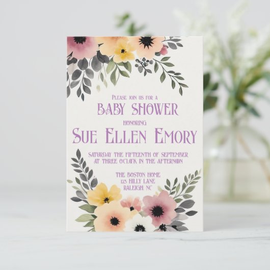 INVITATION DE DOUCHE FLORALE BOHO (Debout devant)