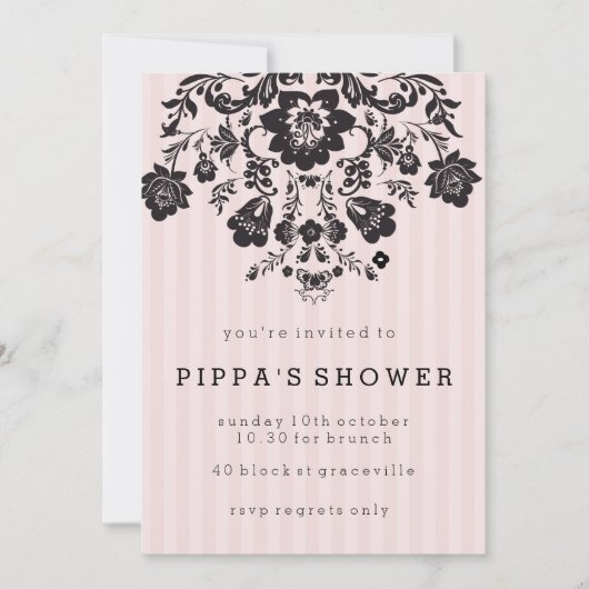 Invitation de douche florale chic parisienne (Devant)