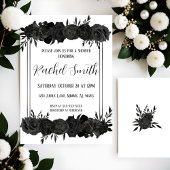 Invitation de douche Florale Noir et Blanc