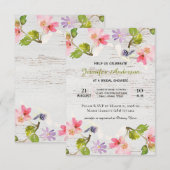 Invitation de douche Florale Rose Rustique sur Boi (Devant / Derrière)