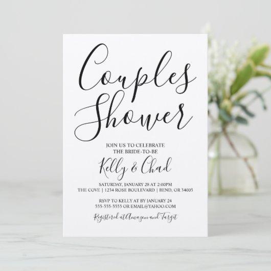 Invitation de douche Kraft Couples moderne (Debout devant)