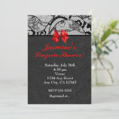 Invitation de douche lingerie cuir noir et dentell (Debout devant)