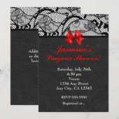 Invitation de douche lingerie cuir noir et dentell (Devant / Derrière)