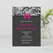 Invitation de douche lingerie en cuir noir et dent (Debout devant)