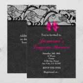 Invitation de douche lingerie en cuir noir et dent (Devant / Derrière)