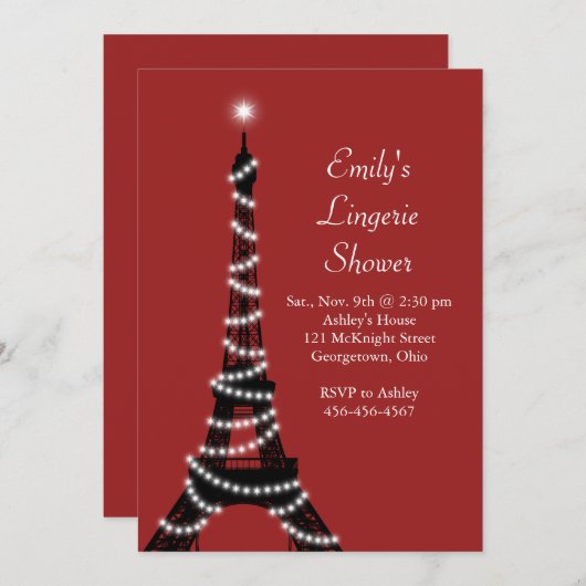 Invitation de douche Lingerie Paris Lights (Devant / Derrière)