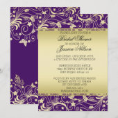 Invitation de douche luxueux Gold Purple Floral (Devant / Derrière)