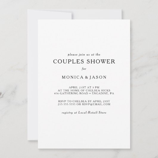 Invitation de douche minimaliste classique Couples (Devant)