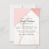 Invitation de douche moderne en marbre rose et or (Devant)