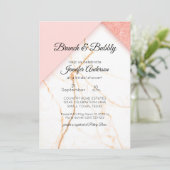 Invitation de douche moderne en marbre rose et or (Debout devant)