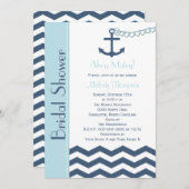 Invitation de douche nautique, bleu (Devant / Derrière)