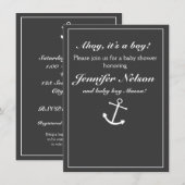 Invitation de douche nautique grise chic en gris e (Devant / Derrière)