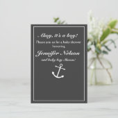 Invitation de douche nautique grise chic en gris e (Debout devant)