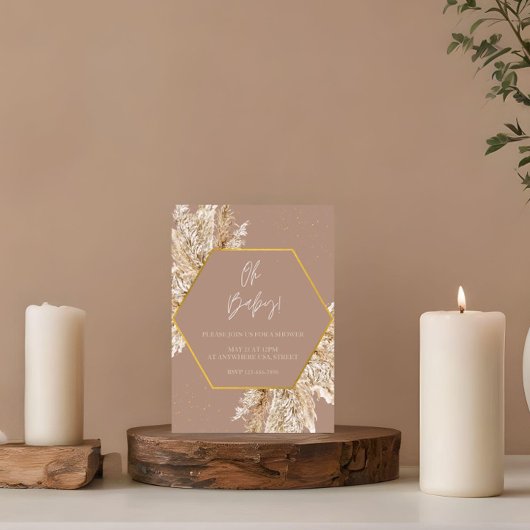 Invitation de douche neutre sur le thème Boho Pamp