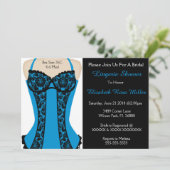Invitation de douche noire et bleue Corset Lingeri (Debout devant)