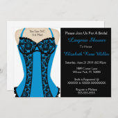 Invitation de douche noire et bleue Corset Lingeri (Devant / Derrière)