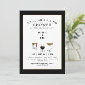 Invitation de douche noire pour couples de grillad (Debout devant)