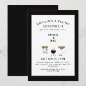 Invitation de douche noire pour couples de grillad (Devant / Derrière)