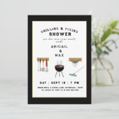 Invitation de douche noire pour couples de grillad (Debout devant)