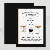 Invitation de douche noire pour couples de grillad (Devant / Derrière)